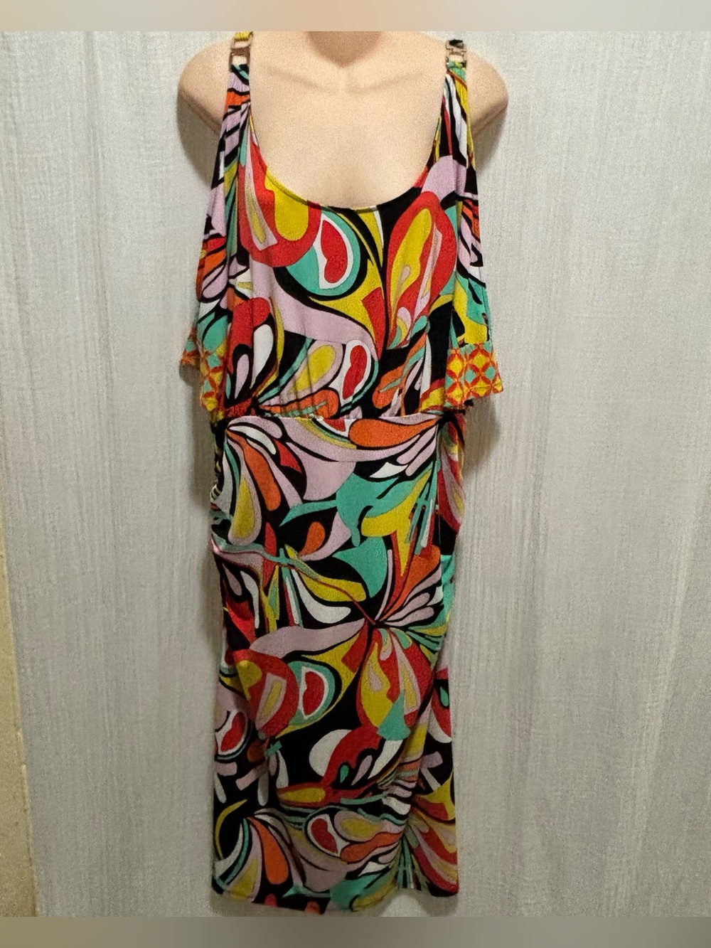 BOLD elements Women’s Multicolor Abstract Scoop Neck Bodycon Dress XL